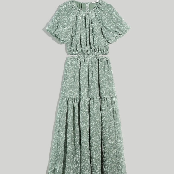 Madewell | Seersucker Puff-Sleeve Cutout Midi Dress in Piazza Floral - Picture 9 of 9